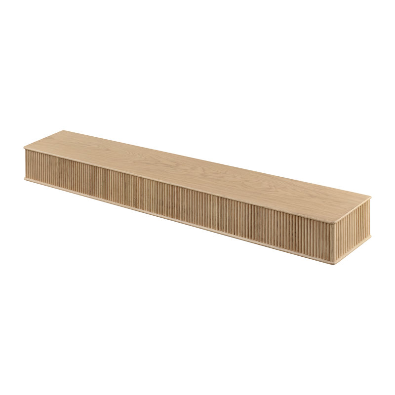 Modern Ember Monti Fireplace Wood Mantel Shelf with Fluted “Reed” Details in Whitewash, 72", Whitewash