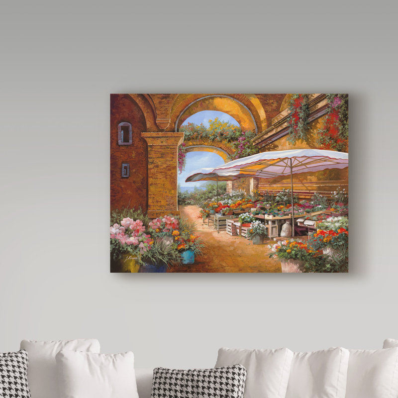«Il Mercato Sotto i Portici» par Darlee, reproduction de peinture acrylique sur toile tendue, H 14 po x l 19 po x P 2 po