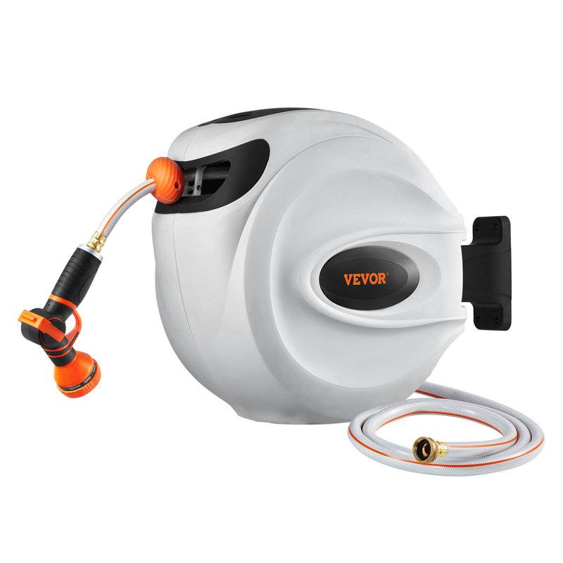 Retractable Hose Reel Water Hose Reel 65'X5/8" 180° Swivel Wall-Mounted