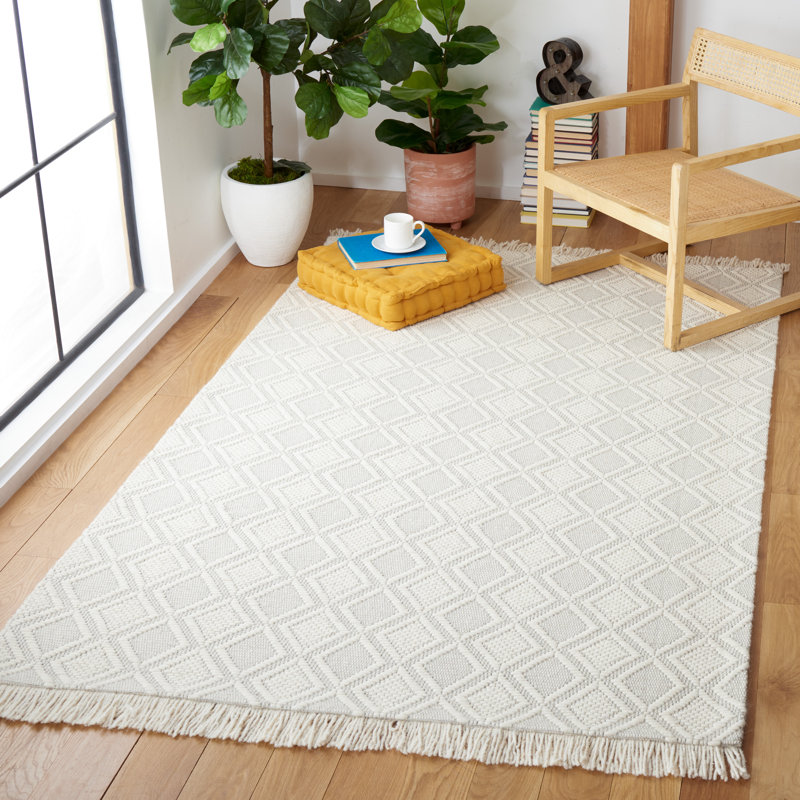 Natura 870 Hand Woven Wool And Cotton With Latex Geometric Rug, Rectangle 5' x 8'