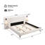 Lit tapissier Chic Boucle avec lumières et tablettes intégrées, très grand
