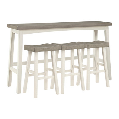 Table de pub de 72 pouces de hauteur et tabourets - Finition café blanc