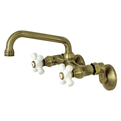 Kingston Double-Handle 2-Hole Wall-Mount Bridge Kitchen Faucet