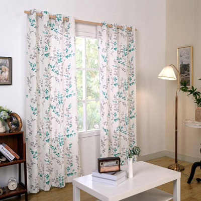 Ensemble de rideaux pour salon 2 panneaux à motif floral, rideaux d'intimité pour fenêtre filtrant la lumière Boho Farmhouse Vintage