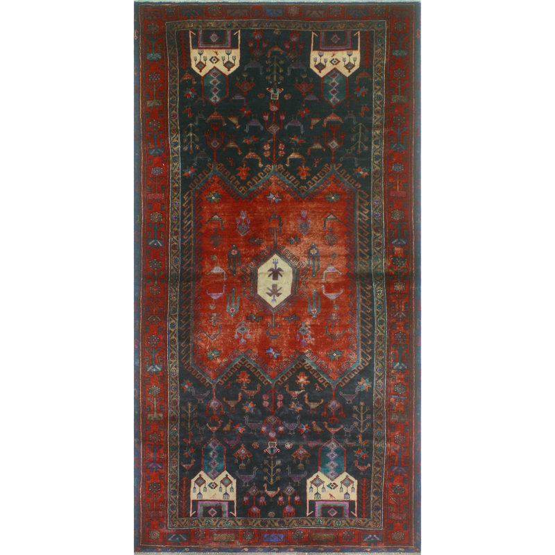 One-of-a-Kind 4'10" x 9'5" 1980s Rectangle Wool Area Rug in Brown and Purple