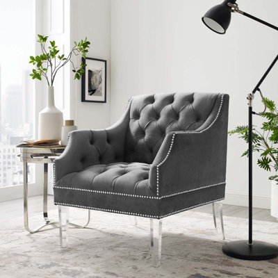 Fauteuil décoratif en velours capitonné Gracewood par Modway