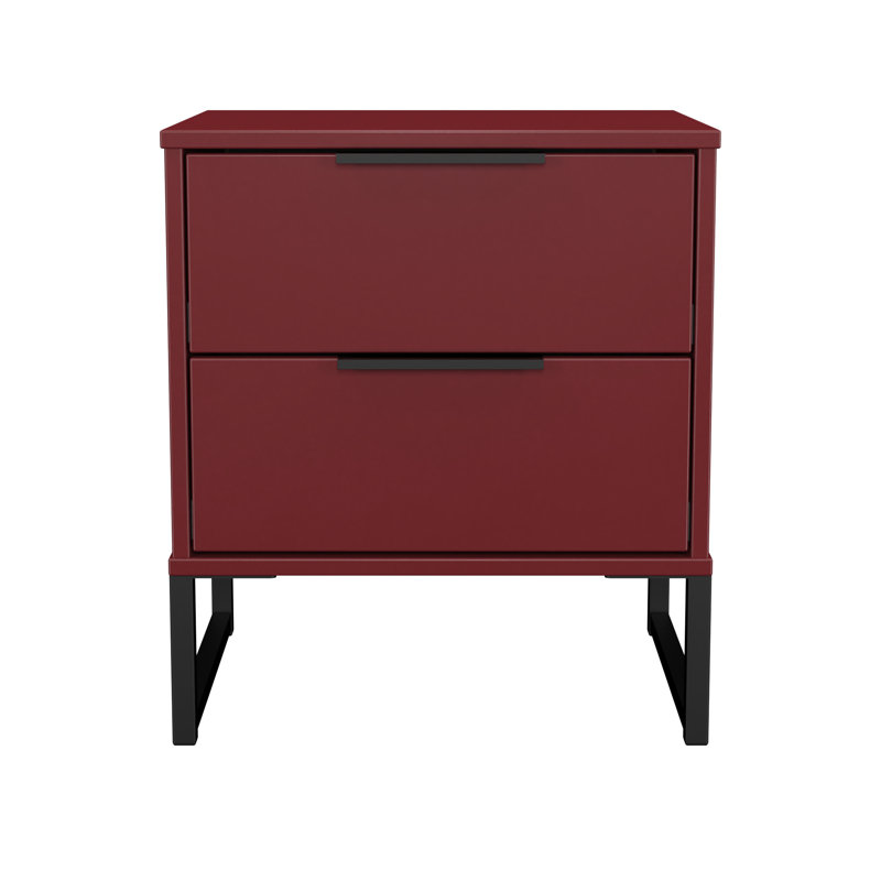 Peacham 45cm W Manufactured Wood Bedside Table, Red