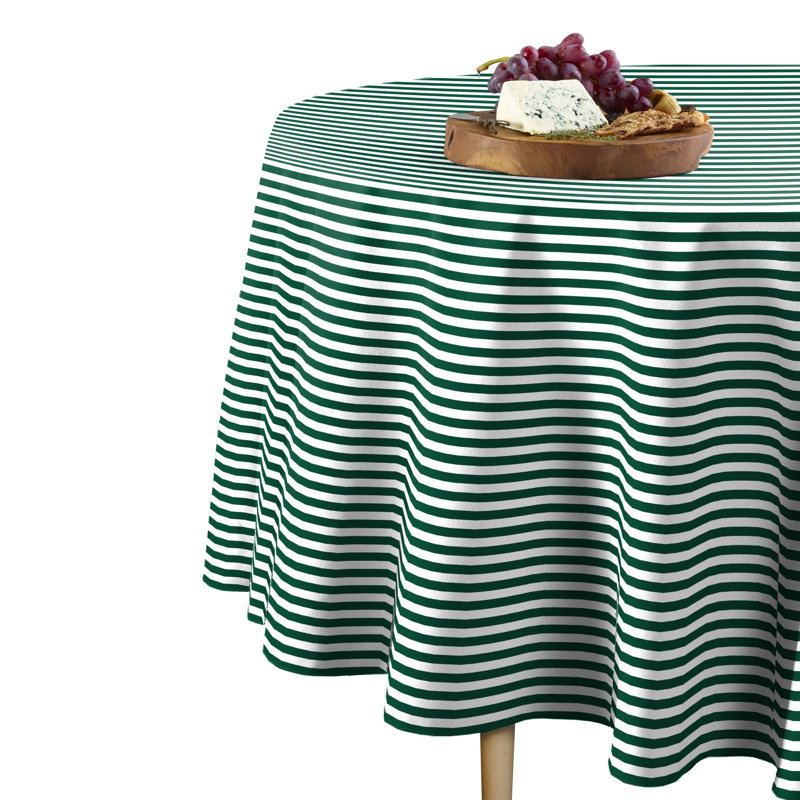 Haileybury Stripes Tablecloth, Green, 84" Round