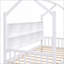 Lit plateforme simple en pin avec tiroirs de rangement et amp; Tablette - maisonnette blanche