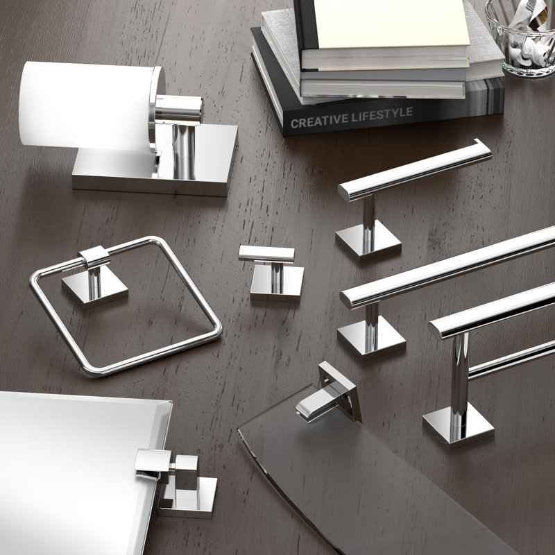 Porte-serviettes mural Elevate | Porte-serviettes pour salle de bain, Chrome, H 2 po x L 26,38 po x P 2,6 po