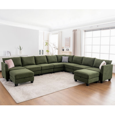 Amold 150.4''large Sectional Couch,u-shaped Sectional Sofa, 8-seater Modular Cloud Couch Living Room Corner Sofa, With Storage Ottoman & Usb