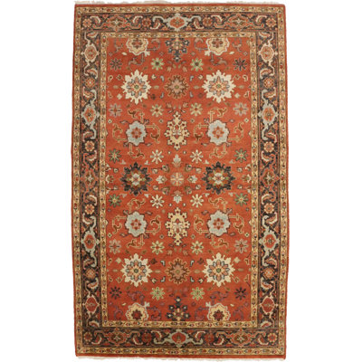 Tapis tribal orange foncé 6 x 10 Indo-Mahal