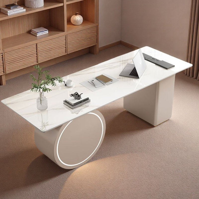 Bureau ardoise moderne crème de luxe, H 29,5 po x l 78,7 po x P 27,6 po