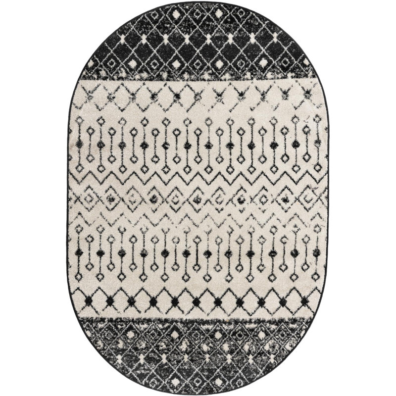 Abstract Indoor Rug, Oval 5'3" x 8'