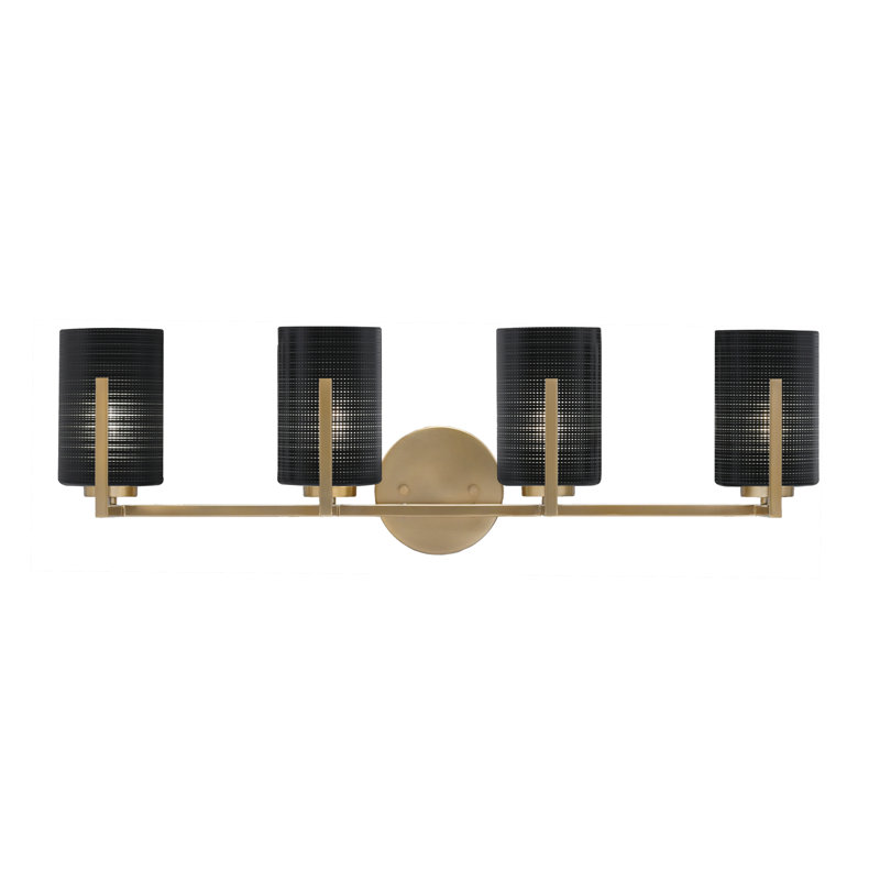 Barre d'éclairage de salle de bain 4 lumières Dayberry avec verre de 4 po, Marbre blanc, Doré