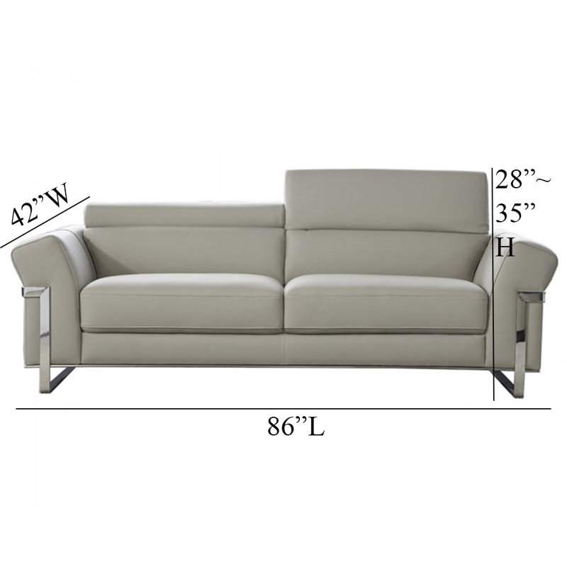 American Eagle Design EK012 Light Gray Italian Leather Loveseat, null