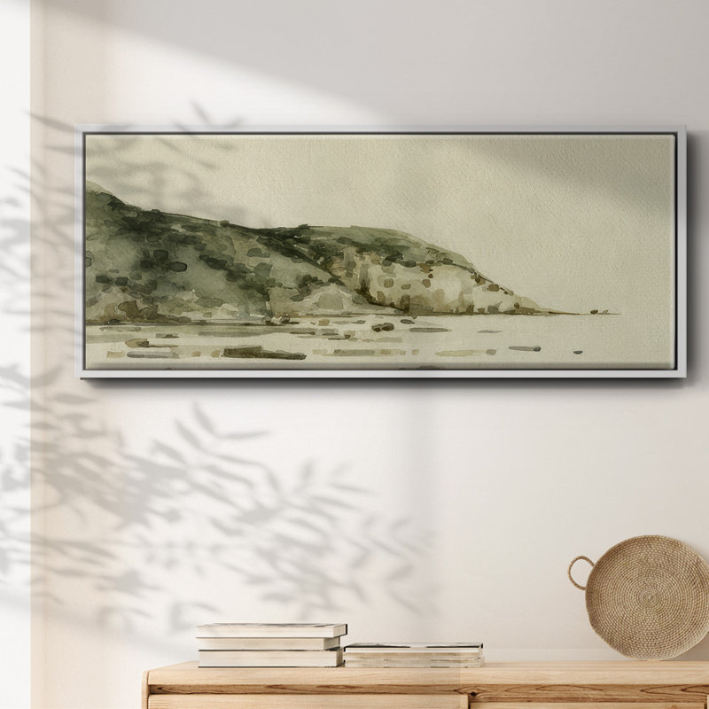 Distant  Shore I- Framed Canvas, 8" H x 20" W