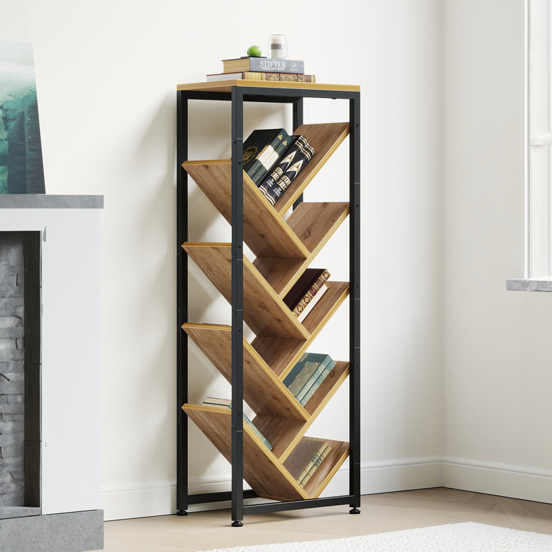  Floor Standing Tree Bookshelf Storage Rack, Yellow, (9 Shelves) 104.5cm H x 37.5cm W x 25cm D