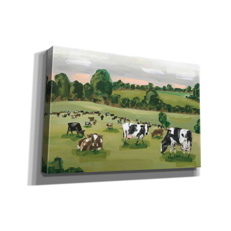 «Abstract Field Of Cows» par Hollihocks Art, estampe numérique sur toile, H 40 po x l 60 po x P 1,5 po