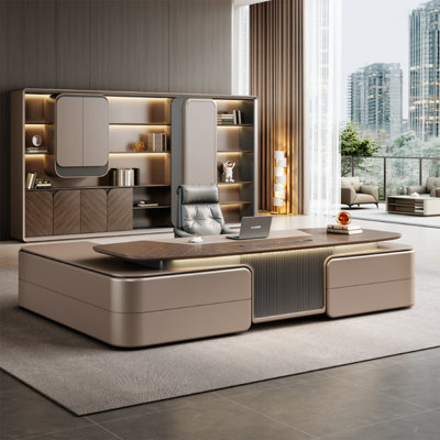 110.24"Luxury and premium L-shaped executive desk