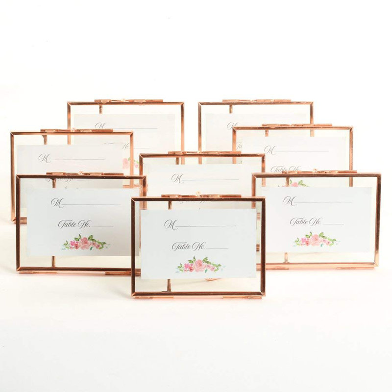 Cadre photo flottant en verre pressé, Or rose