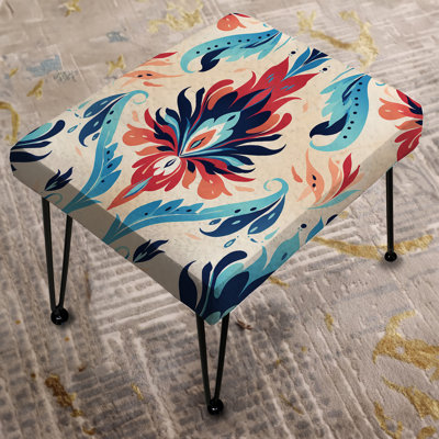 Red And Blue Tribal Ikat Harmony - Ikat Rectangle Ottoman