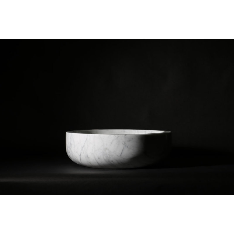 Avenley White Stone Handmade Circular Bathroom Sink