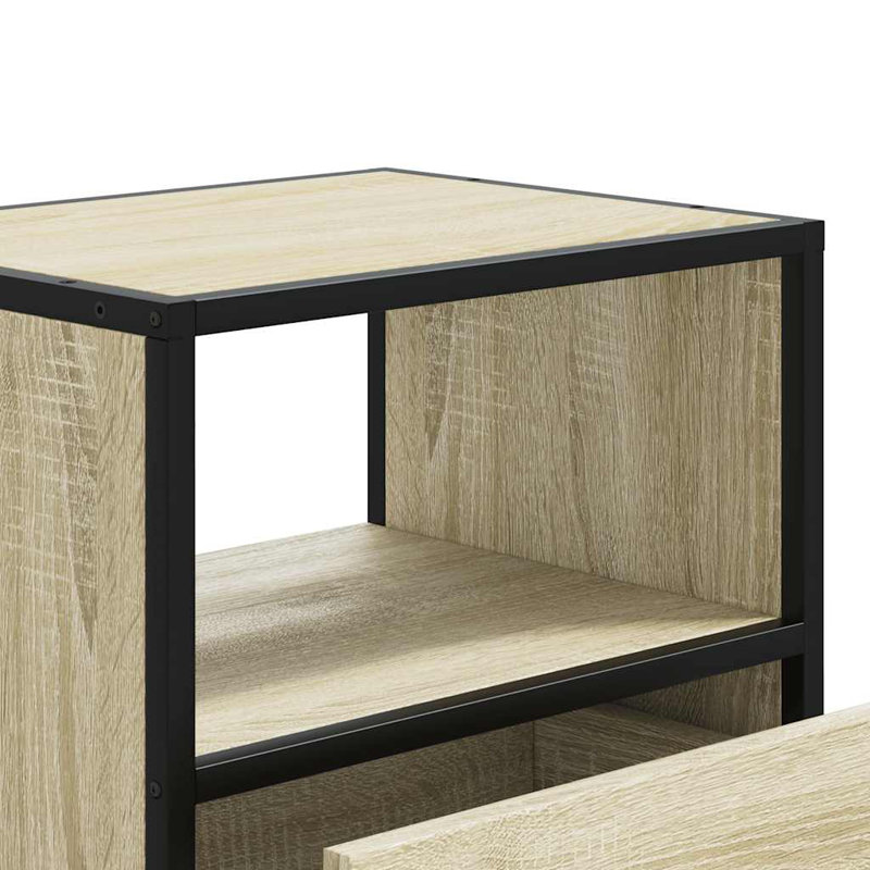40cm W Metal Bedside Table, Sonoma Oak