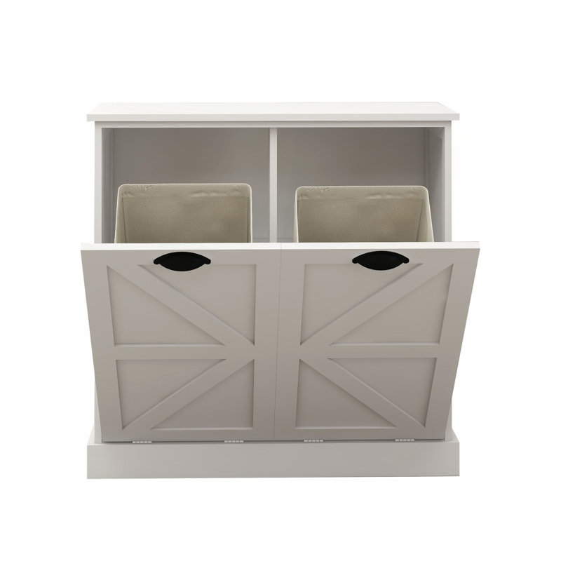 Armoire de trieur de linge à deux compartiments inclinable - blanc