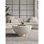 Anderson 28" Modern Vegan Leather Upholstered Stainless Steel Coffee Table with Sintered Stone Top in Cream-917547197