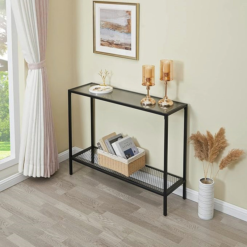 Larenz 11.8'' Glass Top Console Table