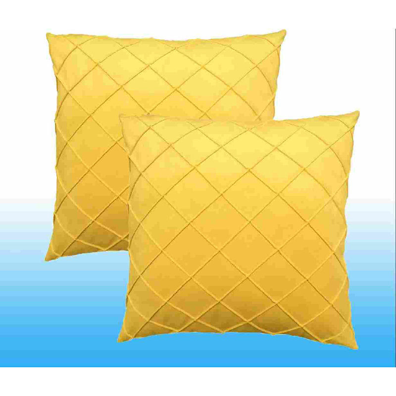 Coussins décoratifs en velours, sans insertions, 18 po x 18 po, Jaune, Carré