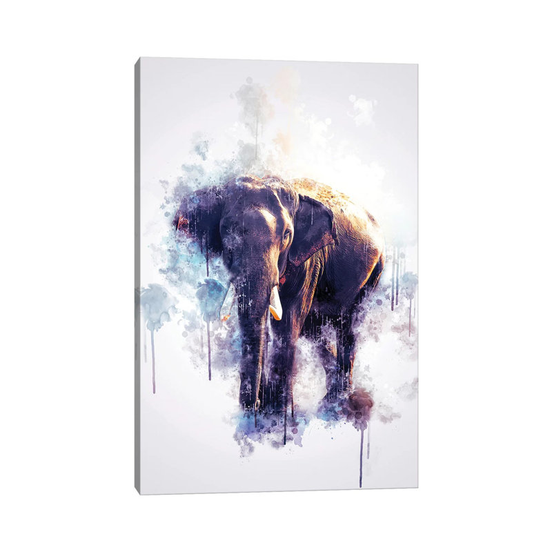 Elephant 1 Piece Wrapped Canvas Painting, 30.48cm H x 20.32cm W x 1.905cm D