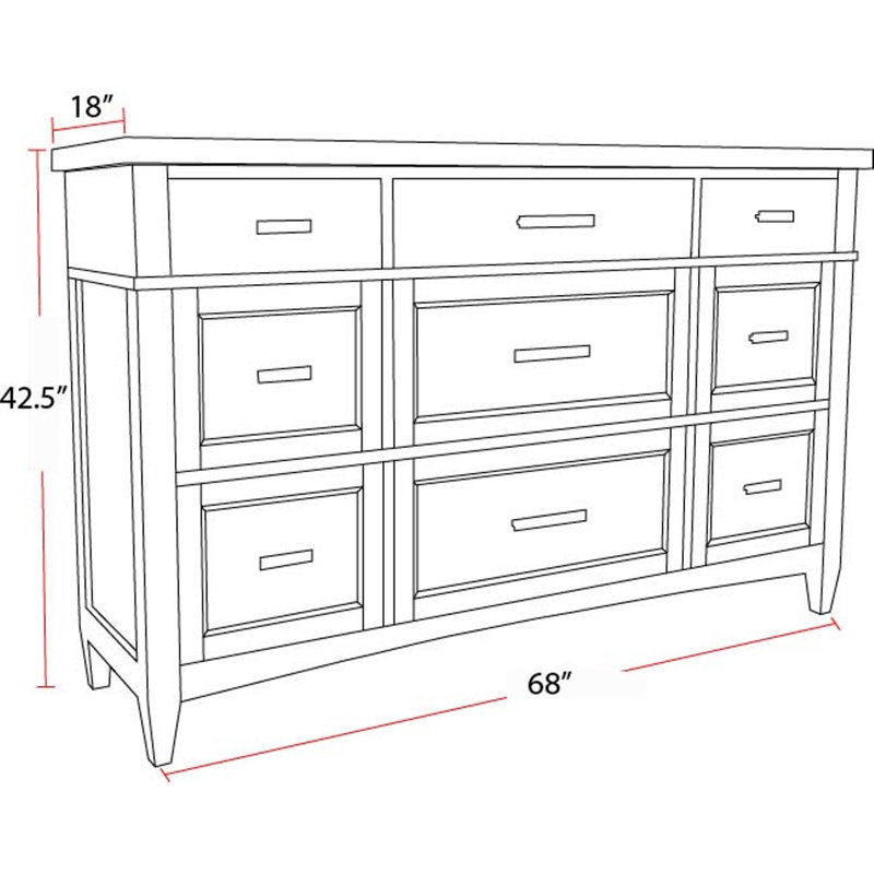 Bankhead 68'' W 9 - Drawer Dresser