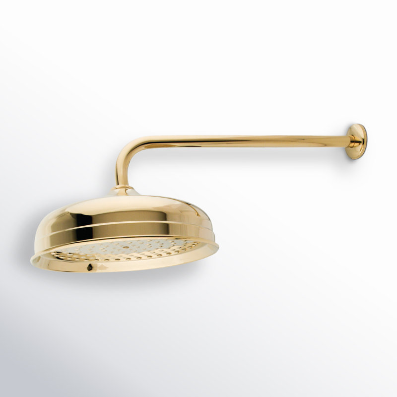 Kingston Shower Scape 10-Inch Round Raindrop Shower Head with 17-Inch Shower Arm, Polished Brass