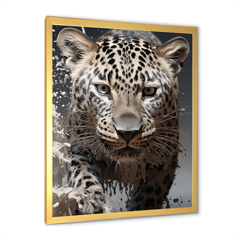Leopard Mysterious Hunter, reproduction d'art sur toile, Cadre doré simple, H 20 po x l 12 po x P 1 po