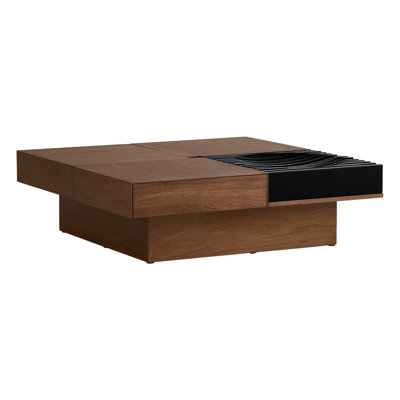 39'' Modern Wood Coffee Table With Hidden Storage