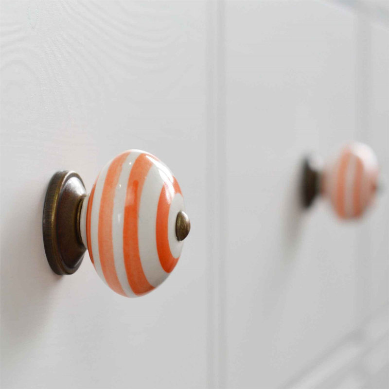 Nicola Spring - Round Ceramic Cabinet Knobs, Orange