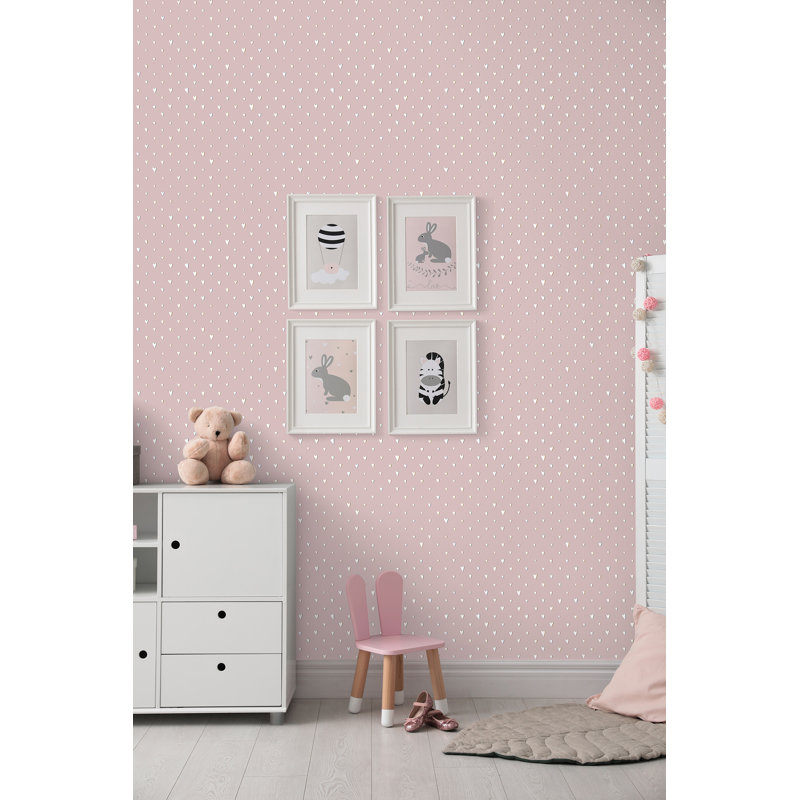 Great Kids Collection Smooth Glitter Hearts 33' L X 21" W Wallpaper Roll, Rose