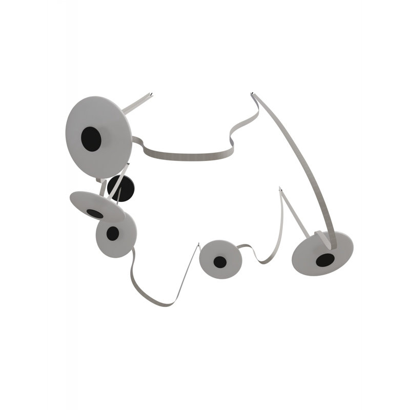 Luminaire suspendu en verre ivoire / blanc à 5 lumières Fremont ceinture 551 po l, H 551 po, Ivoire/blanc, 5 lumières