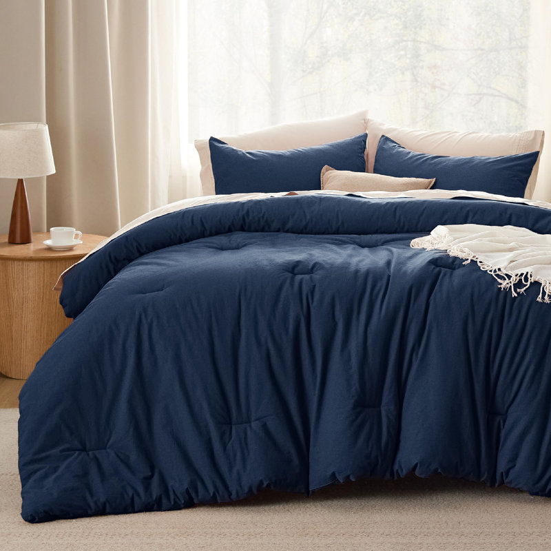 Ensemble d'édredon en coton avec rembourrage intérieur en microfibre Best vendeur, Marine