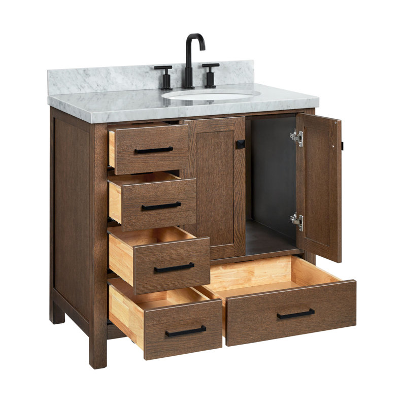 Ensemble de meuble-lavabo simple 37 po Amariani, Chêne brun, 37"