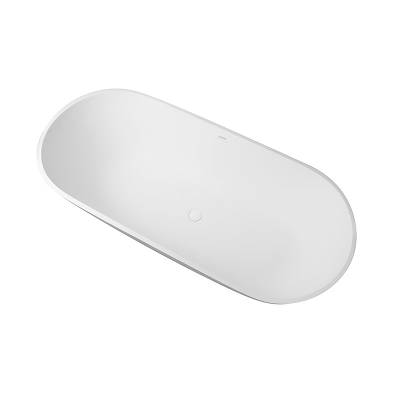 Tangent 69 inch Solid Surface Stone Freestanding Soaking Bathtub