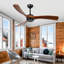 Ventilateur de plafond 72 pouces en bois sans lumière avec télécommande, ventilateur de plafond à profil bas sans lumière, moteur CC réversible silencieux avec minuterie