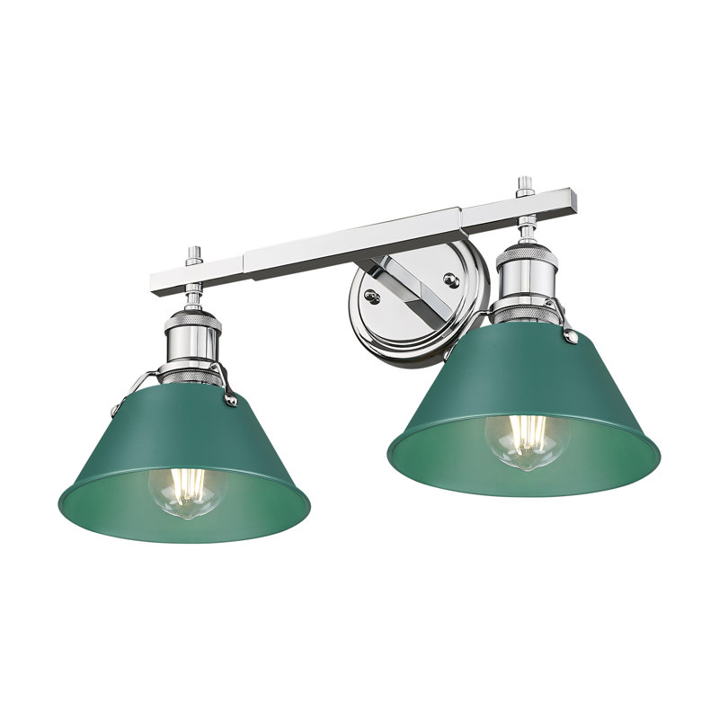 Éclairage pour salle de bain 2 lumières Orwell en étain avec vert pin, Chrome