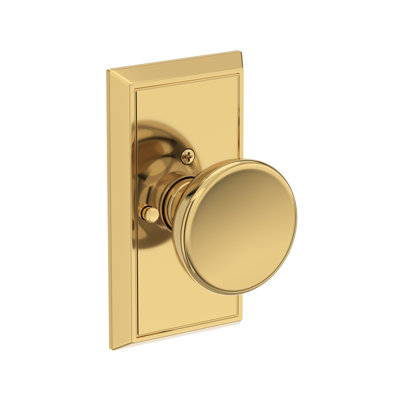 Solvang Privacy Knob with Chamfered 5in Rose in Lifetime (PVD) Polished Brass