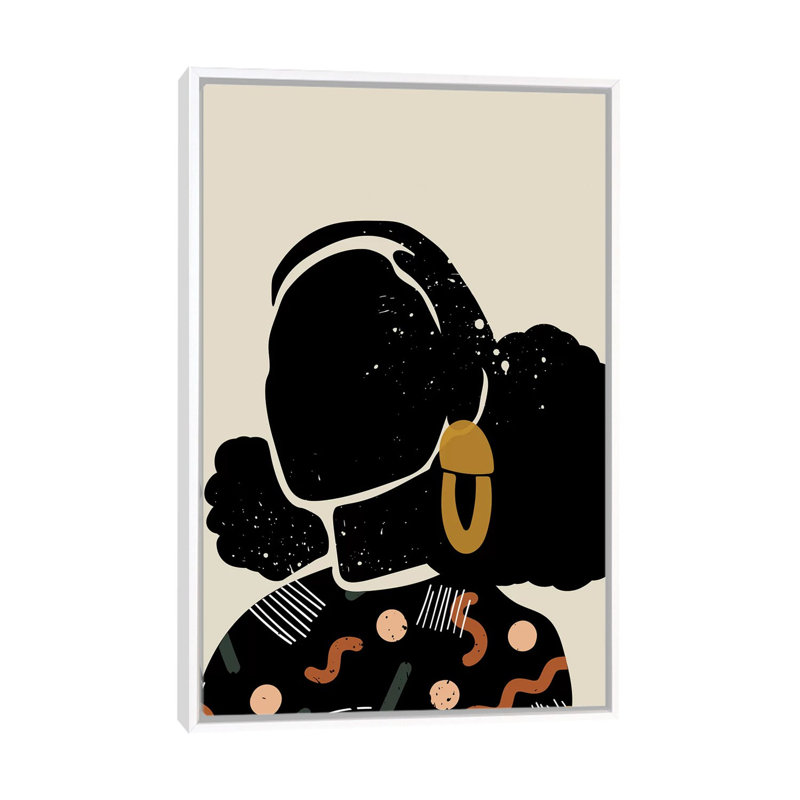 Black Hair IV - impression d'art graphique, Pas de tapis, H 26 po x l 18 po x 1,5 po, Toile blanche encadrée
