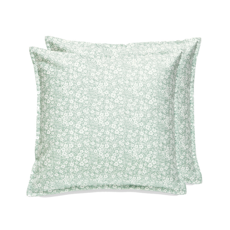 Leaf Floral Feather Reversible Throw Pillow, Green Floral