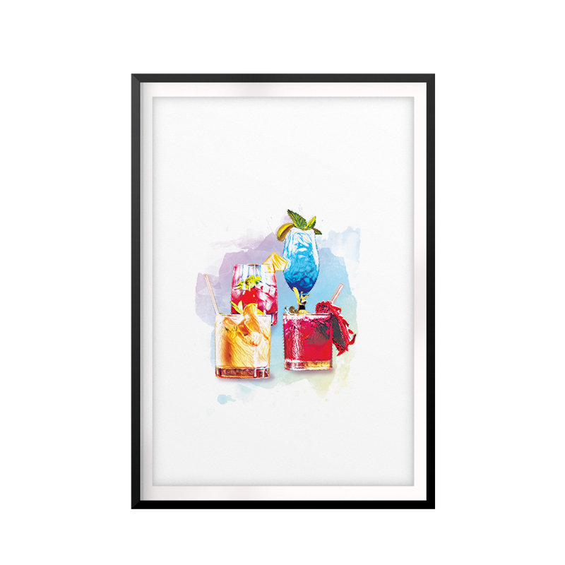Watercolor Cocktail - reproduction de cadre photo sur papier, H 7 po x l 5 po x P 0,05 po