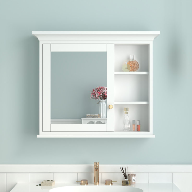 Pharmacie en bois massif à fixation en surface 36 po x l 30 po avec miroir et tablettes